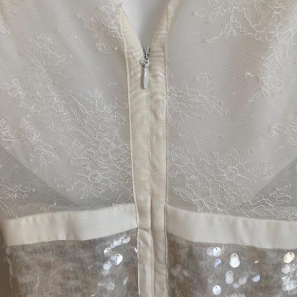 BBCBG MAXAZRIA (REYNA) WHITE SEQUINS/LACE COCKTAIL DRESS (SIZE 0) - Picture 5 of 13